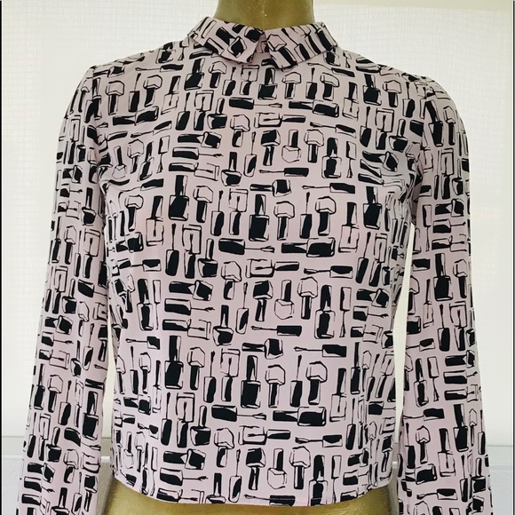 SALE! BETHANY MOTA Pretty NAIL POLISH Novelty Print BLOUSE Small - Picture 9 of 14